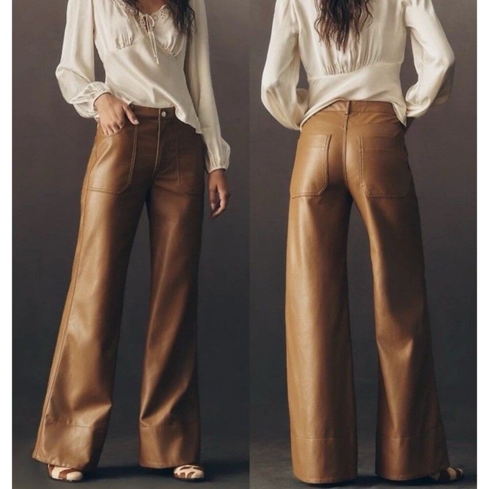 Anthropologie Pilcro The Rylan Faux Leather Relaxed High Rise Flare Pants Sz 23